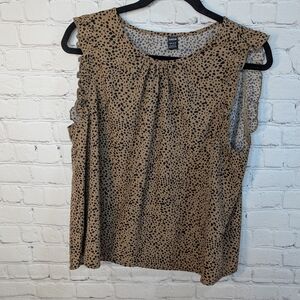 Women's Tan Polka Dot Sleeveless Top